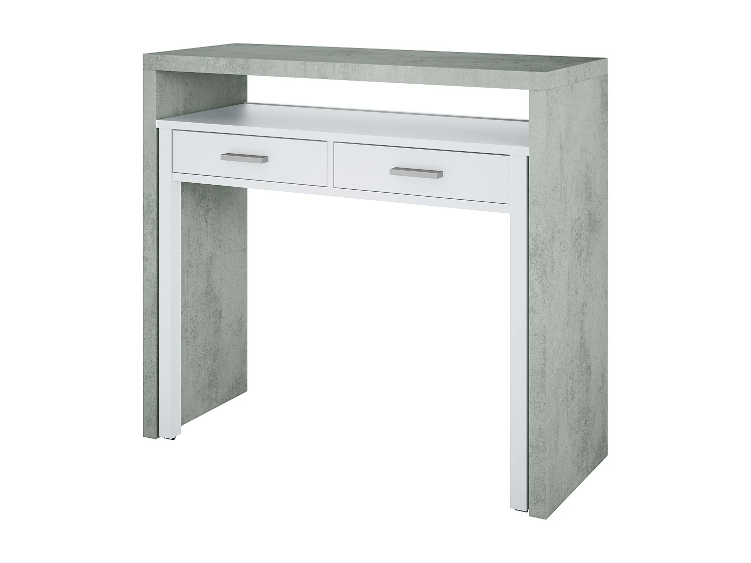 Pacote de mesa extensível Plutón e estante moderna de cimento/branco