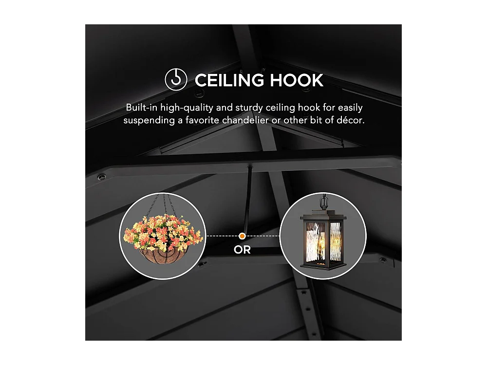 Abri voiture en bois avec toit à pignon et crochet de plafond DIRAN 603 cm x 336 cm