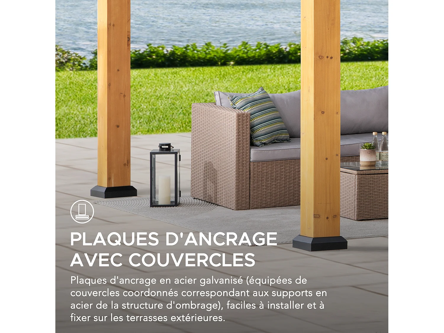 Abri voiture en bois avec toit à pignon et crochet de plafond DIRAN 603 cm x 336 cm