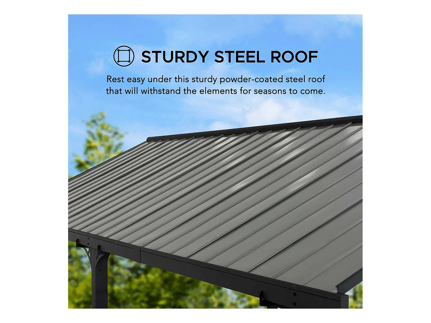 Abri voiture en métal avec toit à pignon et 2 crochets de plafond EIGER 367 cm x 610 cm