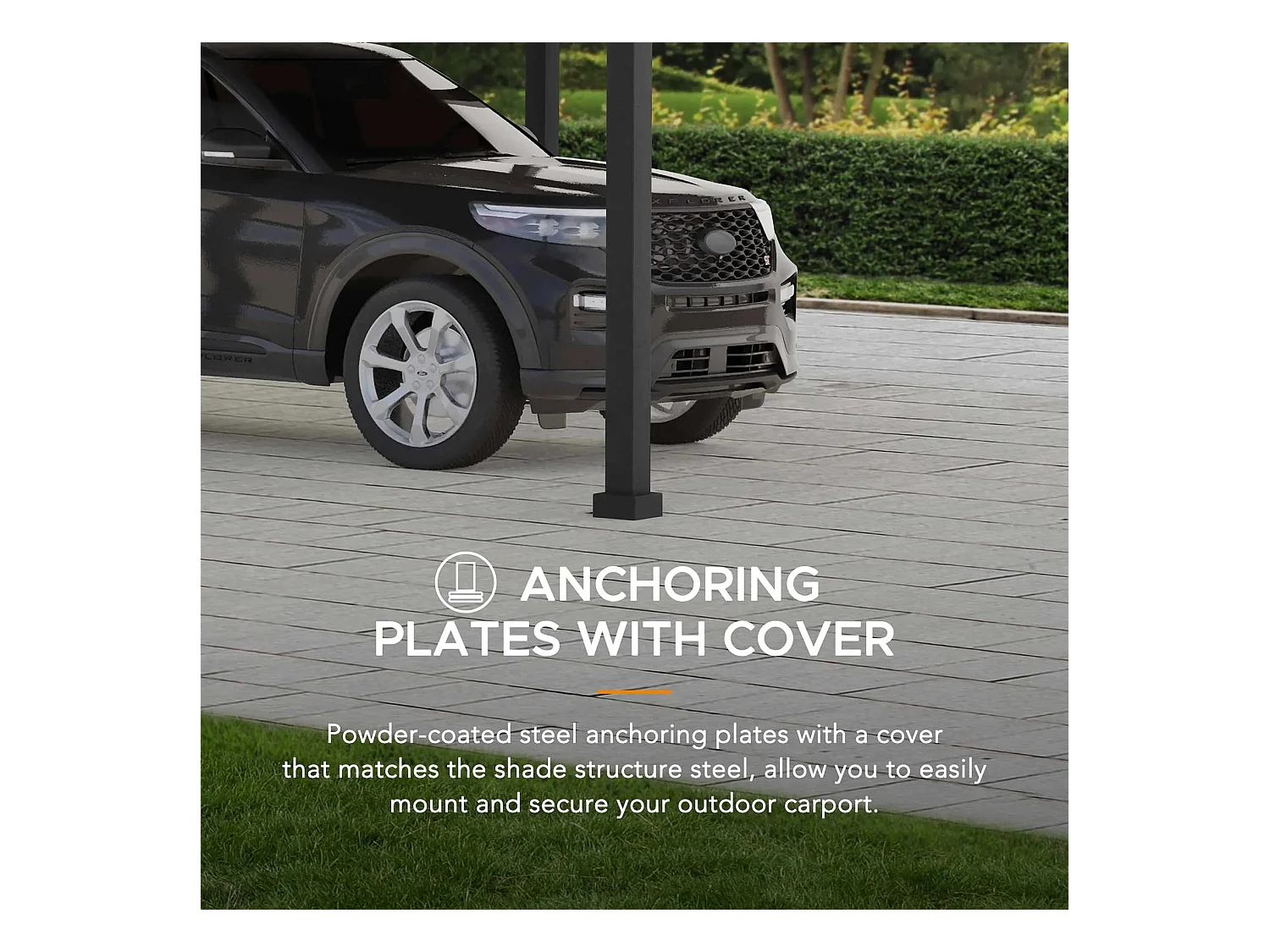 Abri voiture en métal avec toit à pignon et 2 crochets de plafond EIGER 367 cm x 610 cm