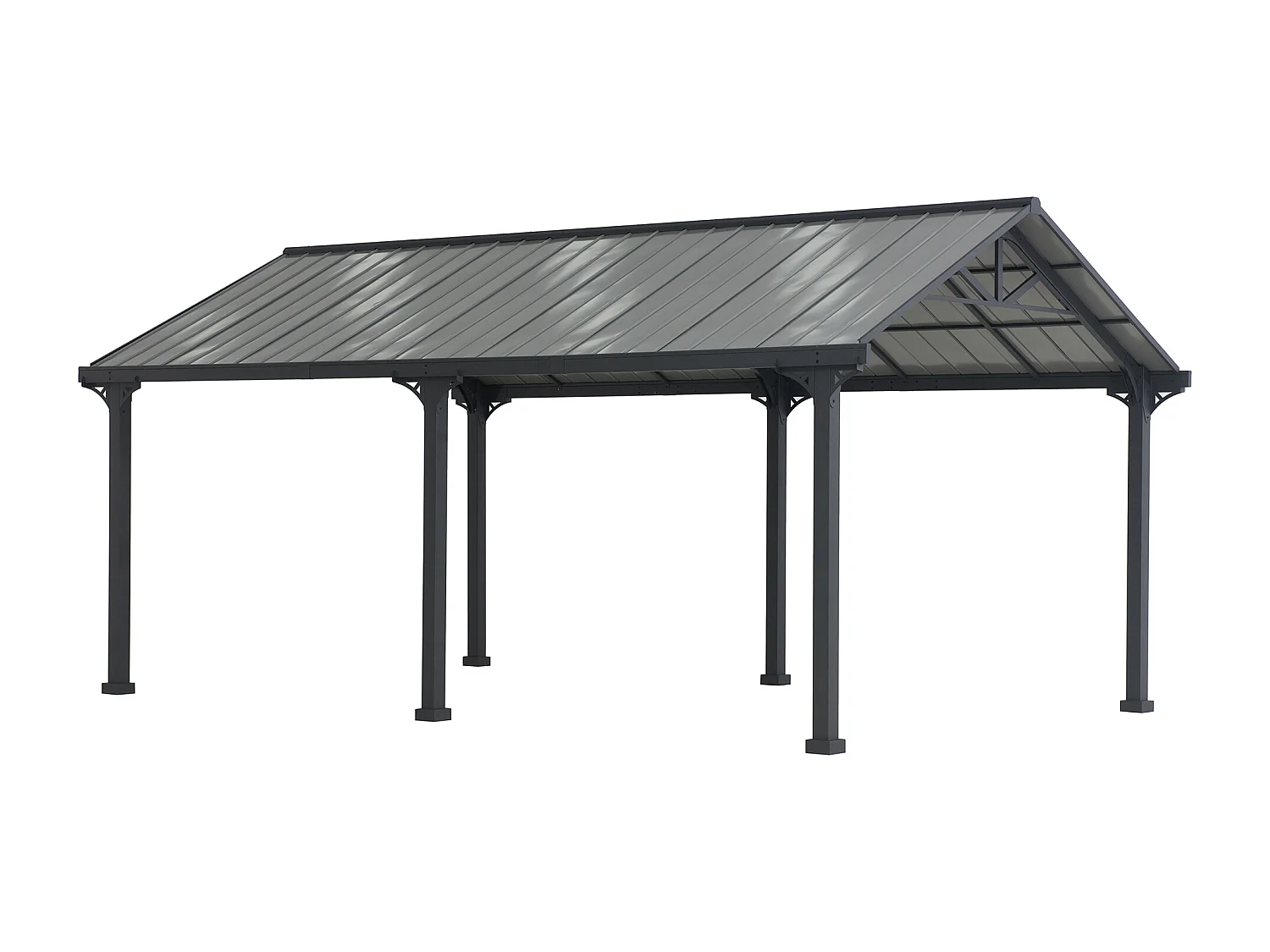 Abri voiture en métal avec toit à pignon et 2 crochets de plafond EIGER 367 cm x 610 cm