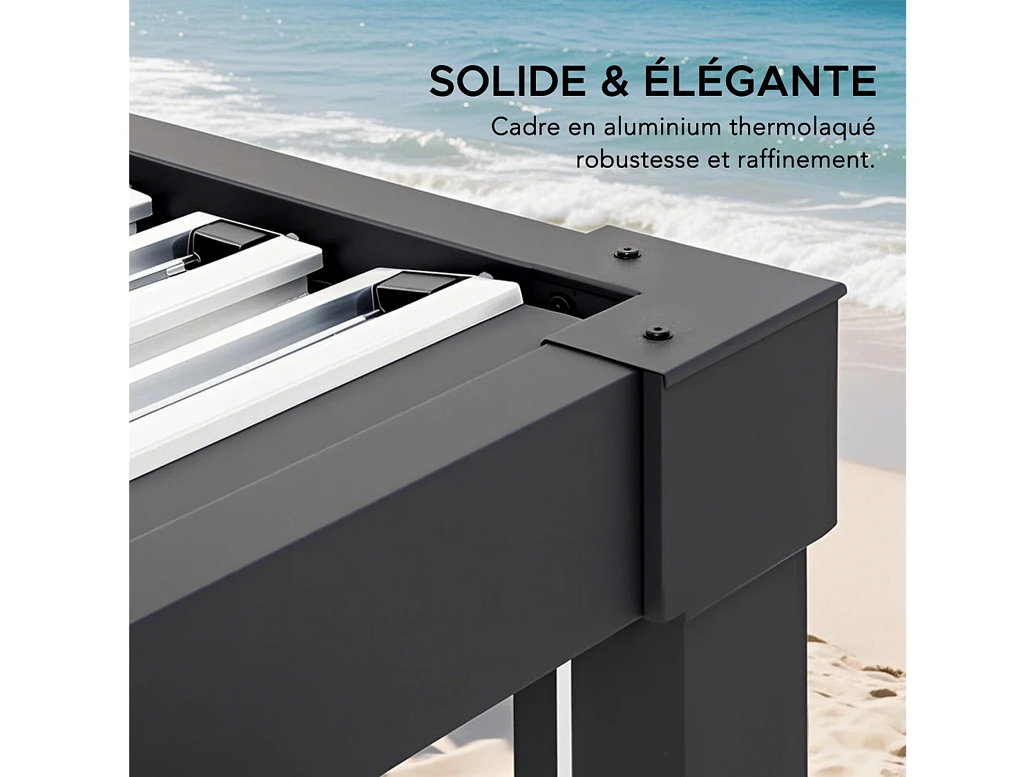 Pergola à lames avec éclairage LED solaire et toit réglable Matterhorn 306 cm x 306 cm