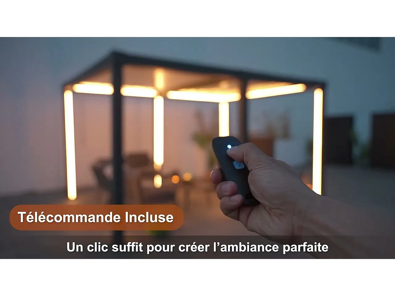 Pergola à lames avec éclairage LED solaire et toit réglable Matterhorn 406 cm x 306 cm