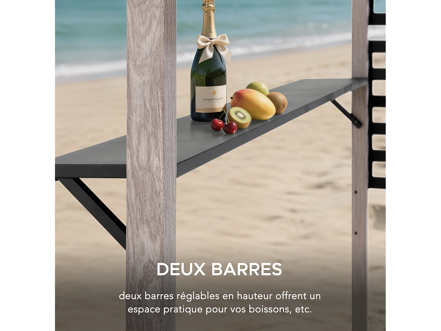 Pergola en métal avec toit en polycarbonate et brise-vue 282cm x 252cm