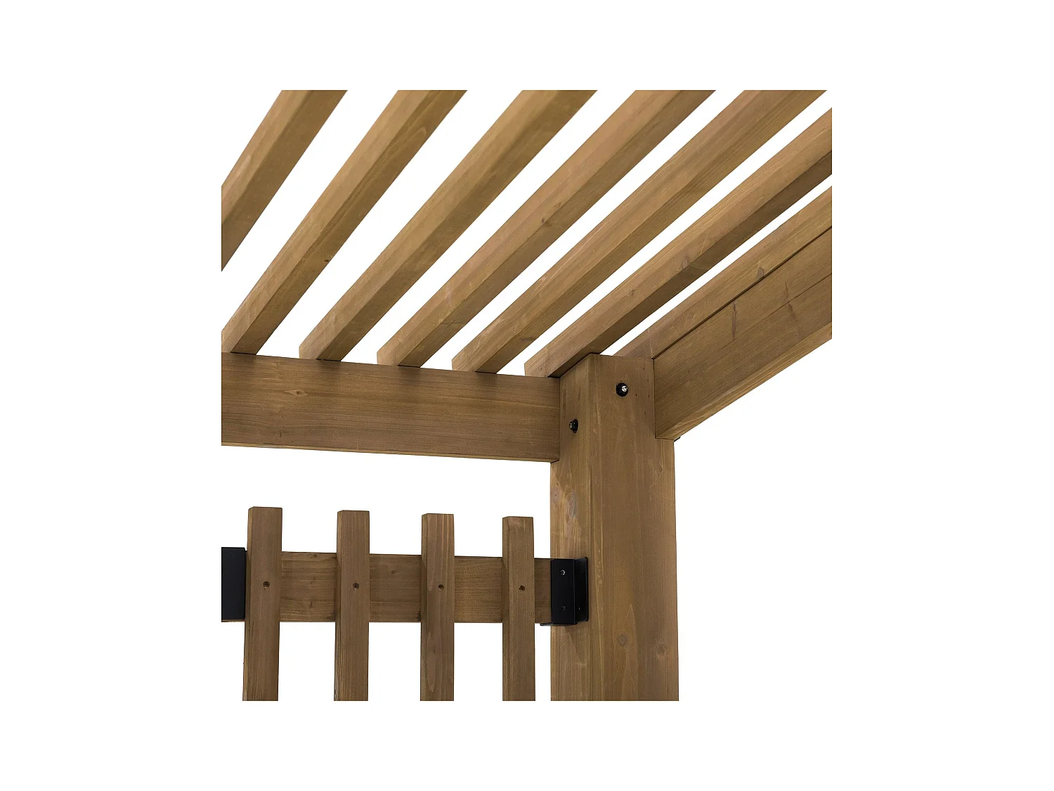 Pergola d'extérieur en cèdre avec brise-vue et étagères KRONE 305 cm x 331 cm