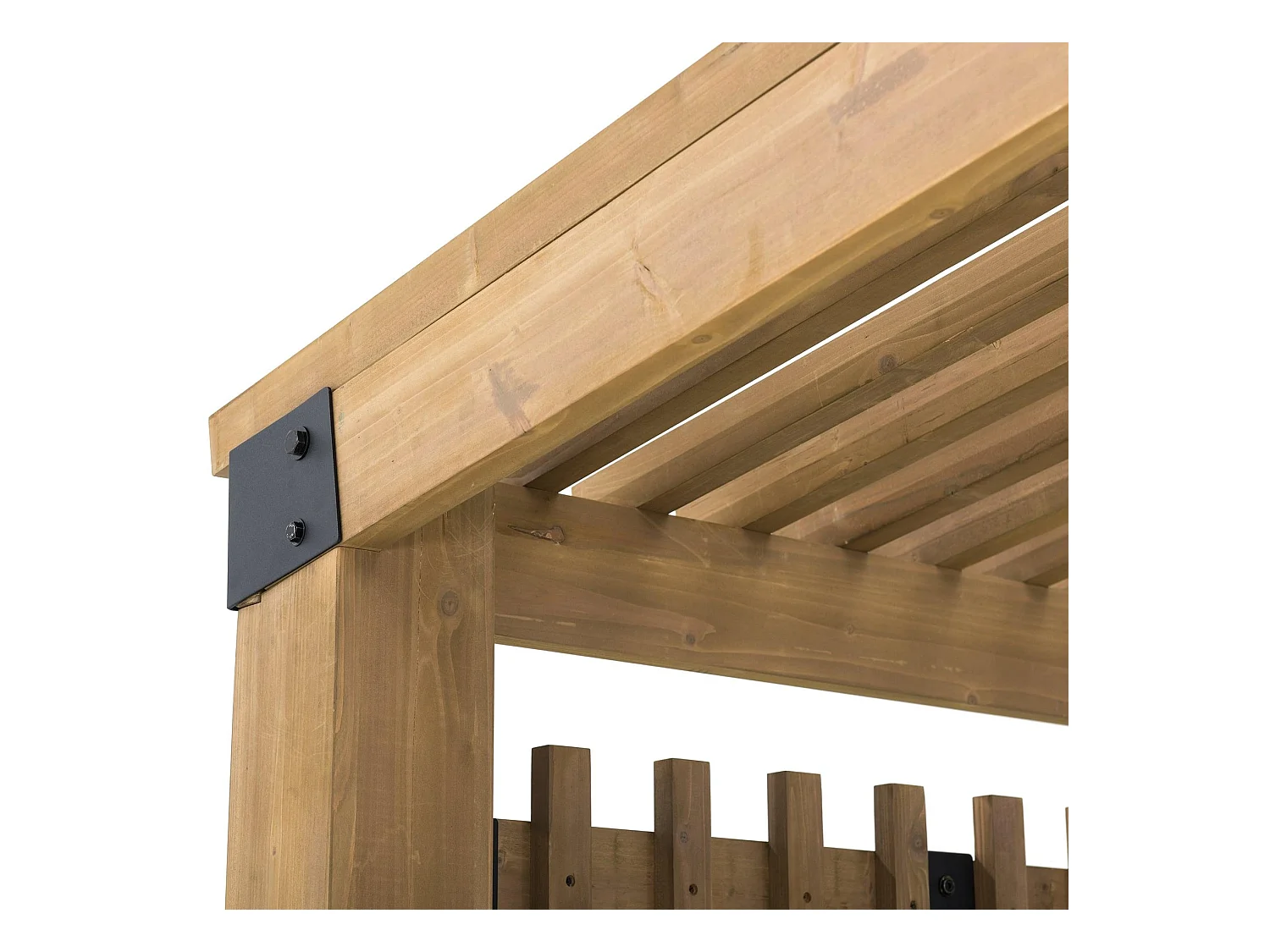 Pergola d'extérieur en cèdre avec brise-vue et étagères KRONE 305 cm x 331 cm