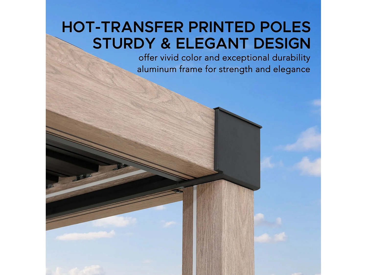 Pergola à lames avec éclairage LED solaire et toit réglable en similibois Matterhorn 306 cm x 306 cm