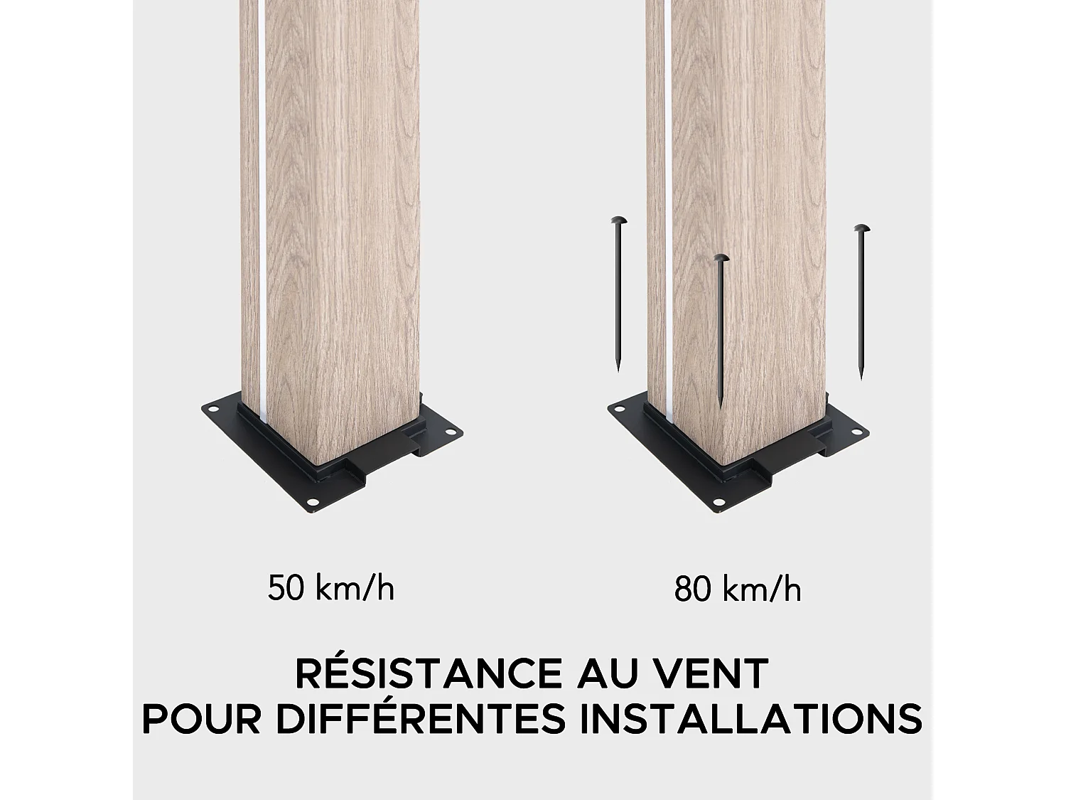 Pergola à lames avec éclairage LED solaire et toit réglable en similibois Matterhorn 306 cm x 306 cm