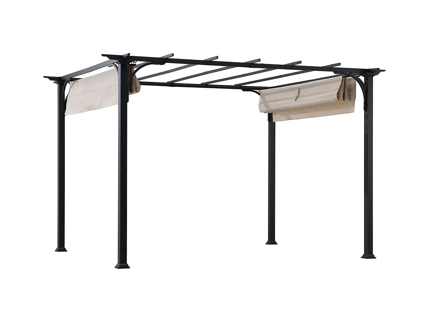 Pergola rétractable en acier avec toit beige pour jardin GIONA 277 cm x 363 cm