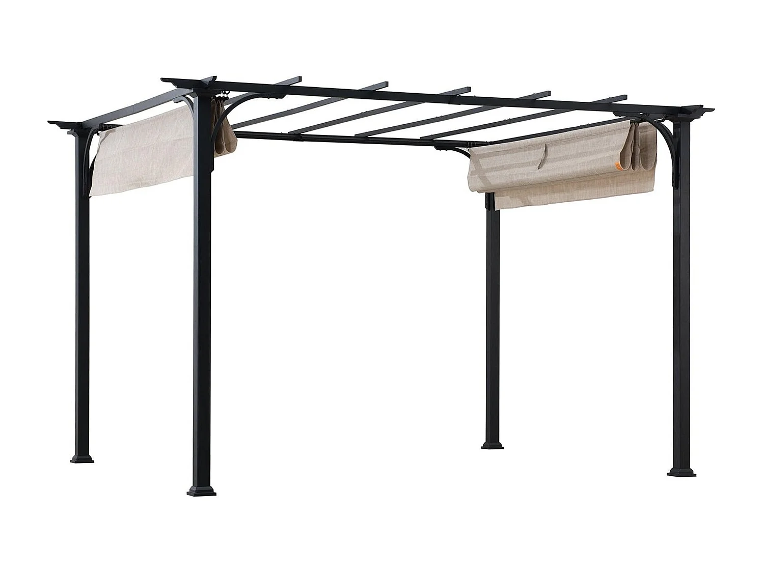 Pergola rétractable en acier avec toit beige pour jardin GIONA 277 cm x 363 cm