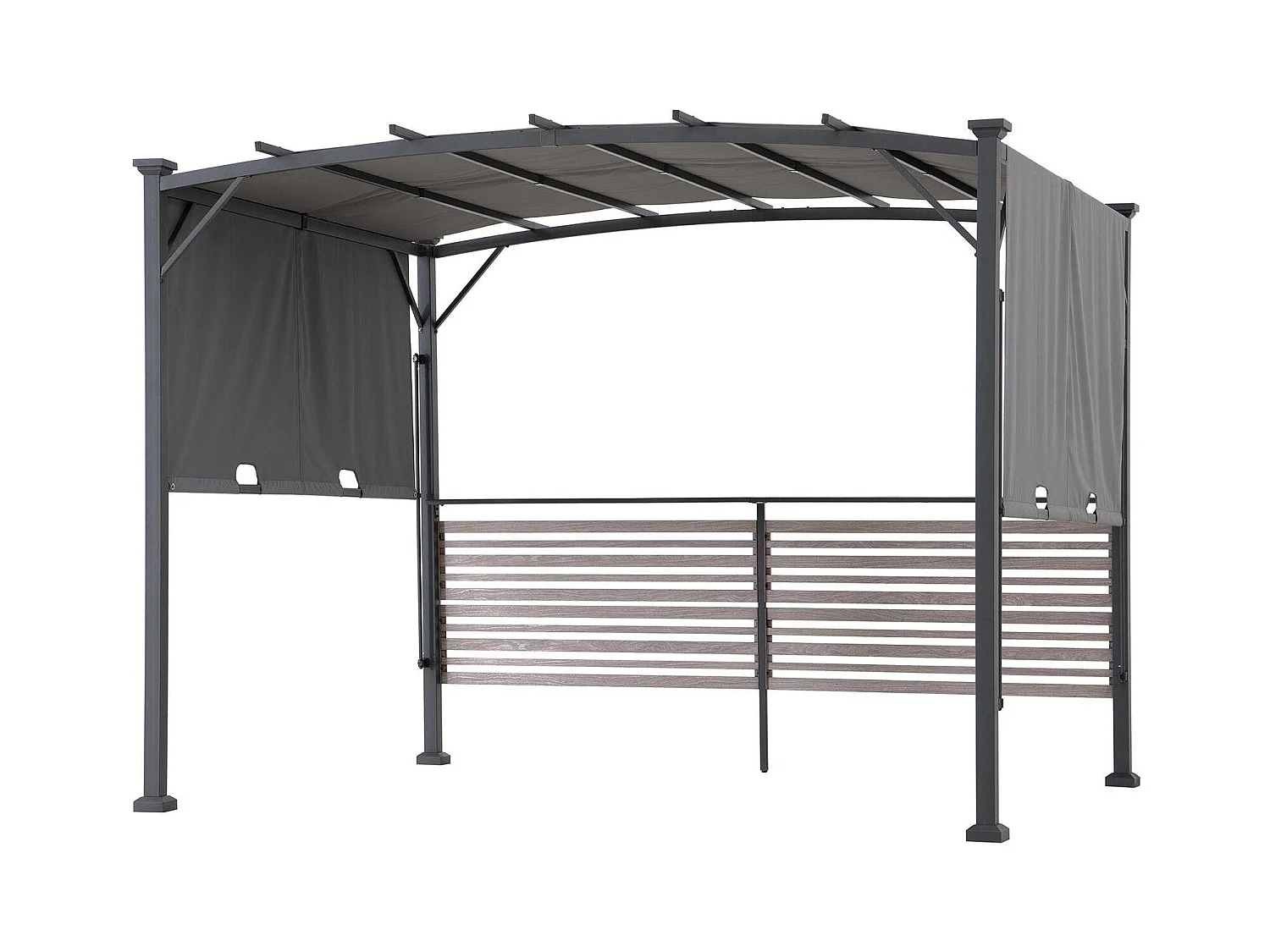 Pergola en métal avec toit à baldaquin réglable et étagère de bar TITOV 270 cm x 300 cm