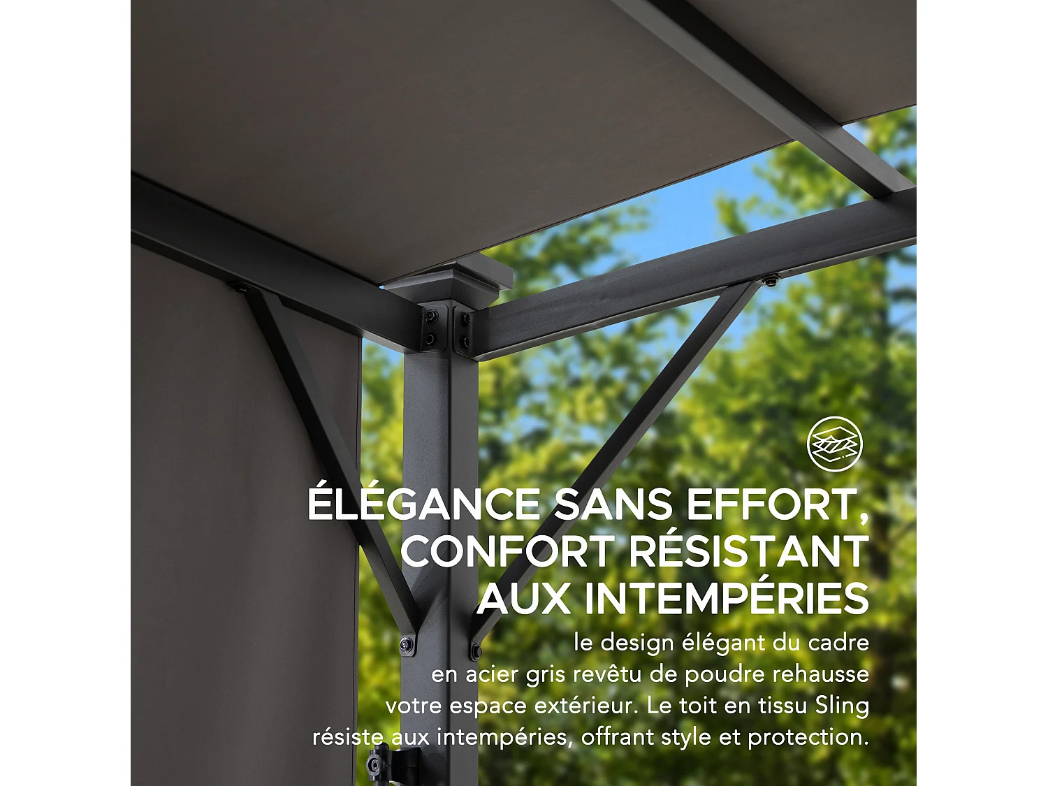 Pergola en métal avec toit à baldaquin réglable et étagère de bar TITOV 270 cm x 300 cm