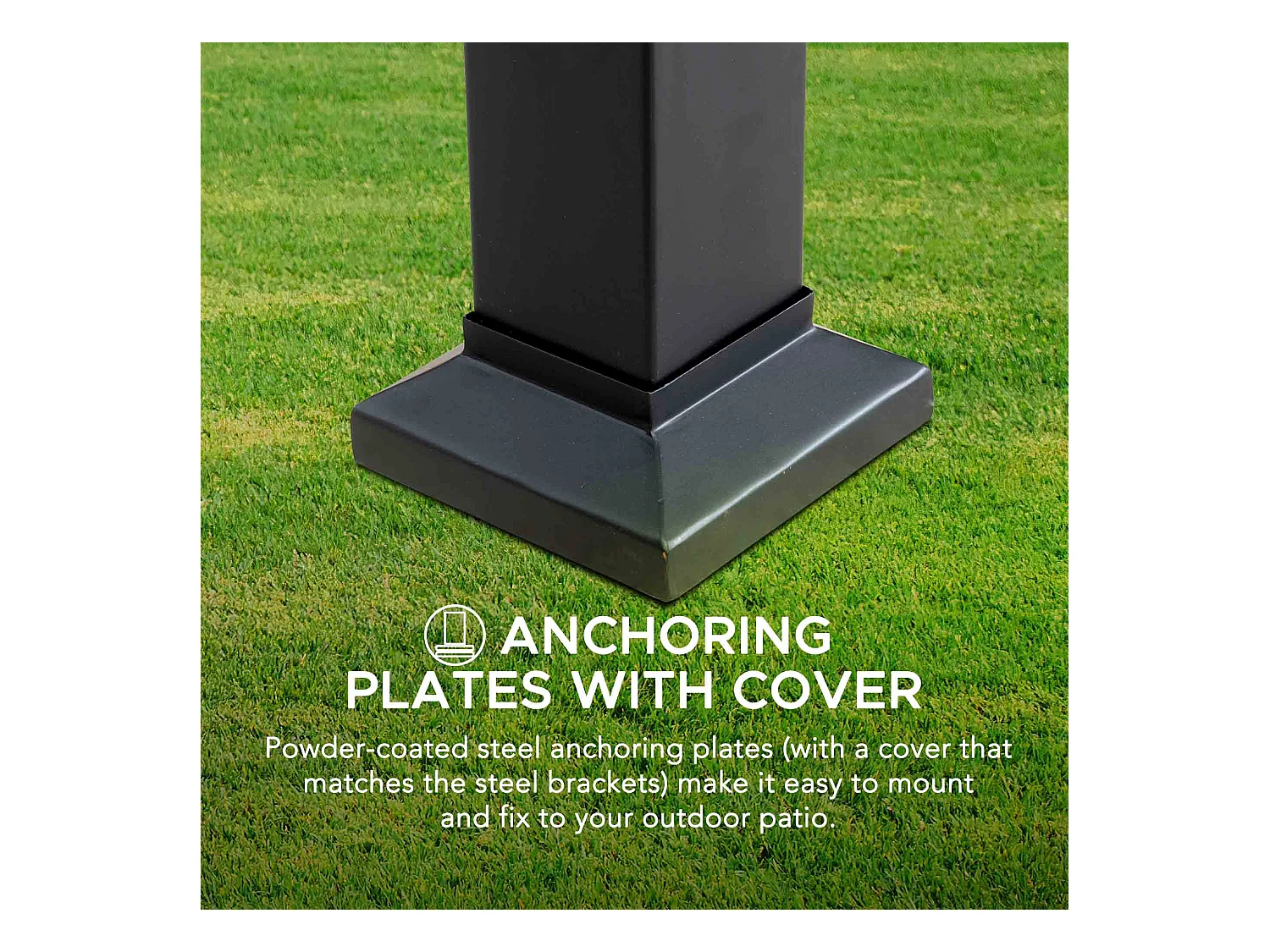 Kit pergola en acier avec auvent réglable blanc et mur d'intimité OETA 304 cm x 372 cm