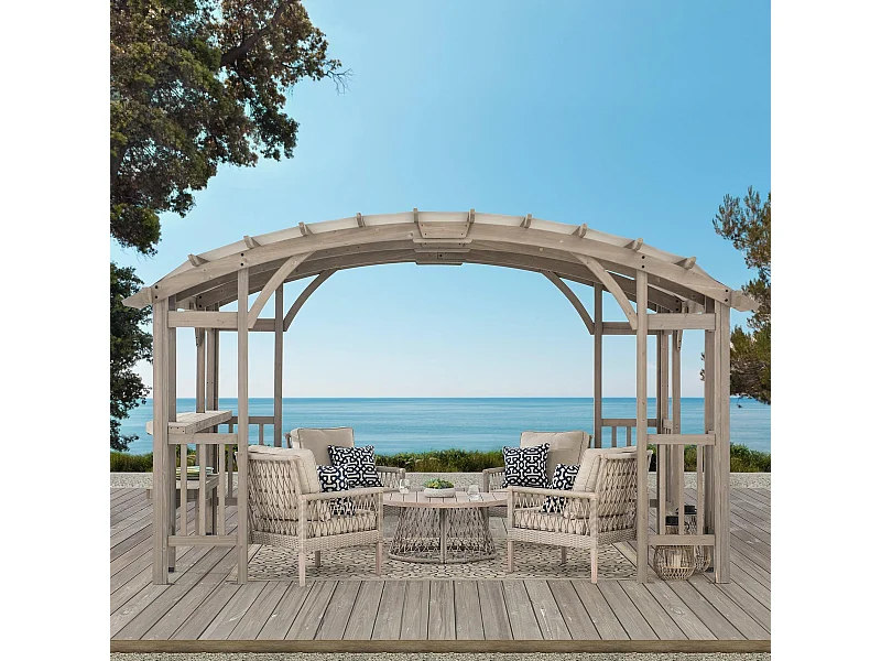 Pergola arquée à cadre en cèdre DAJTI 427 cm x 305 cm