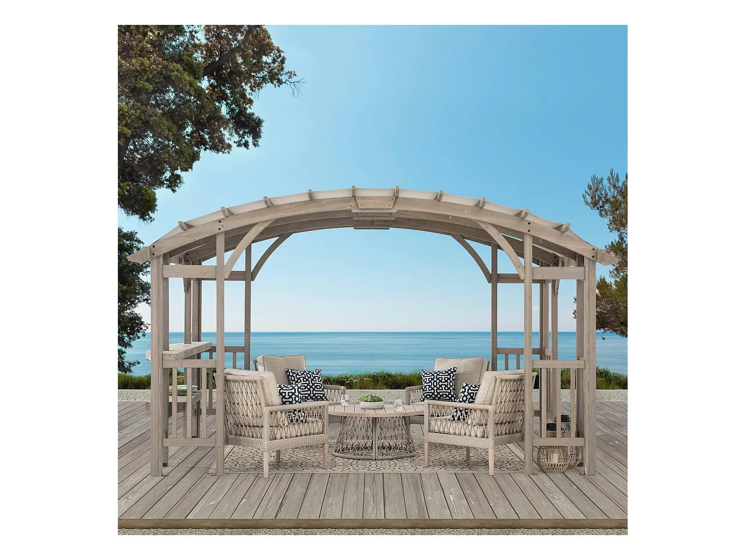 Pergola arquée à cadre en cèdre DAJTI 427 cm x 305 cm