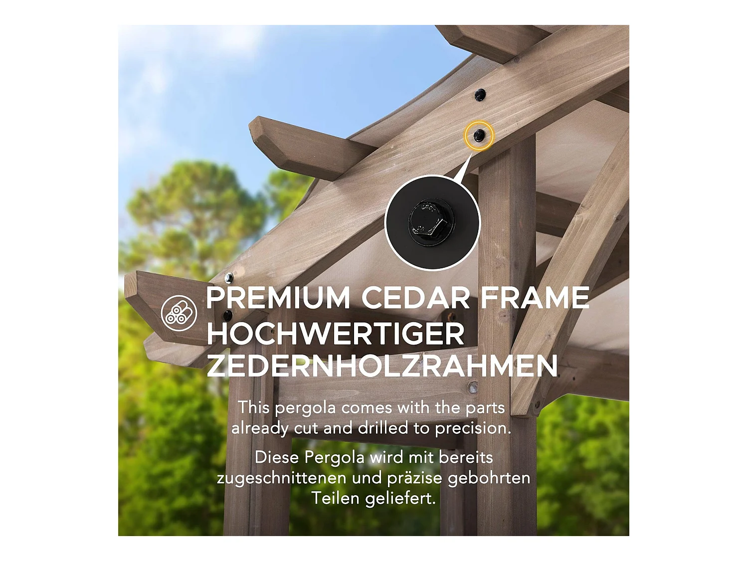 Pergola arquée à cadre en cèdre DAJTI 427 cm x 305 cm