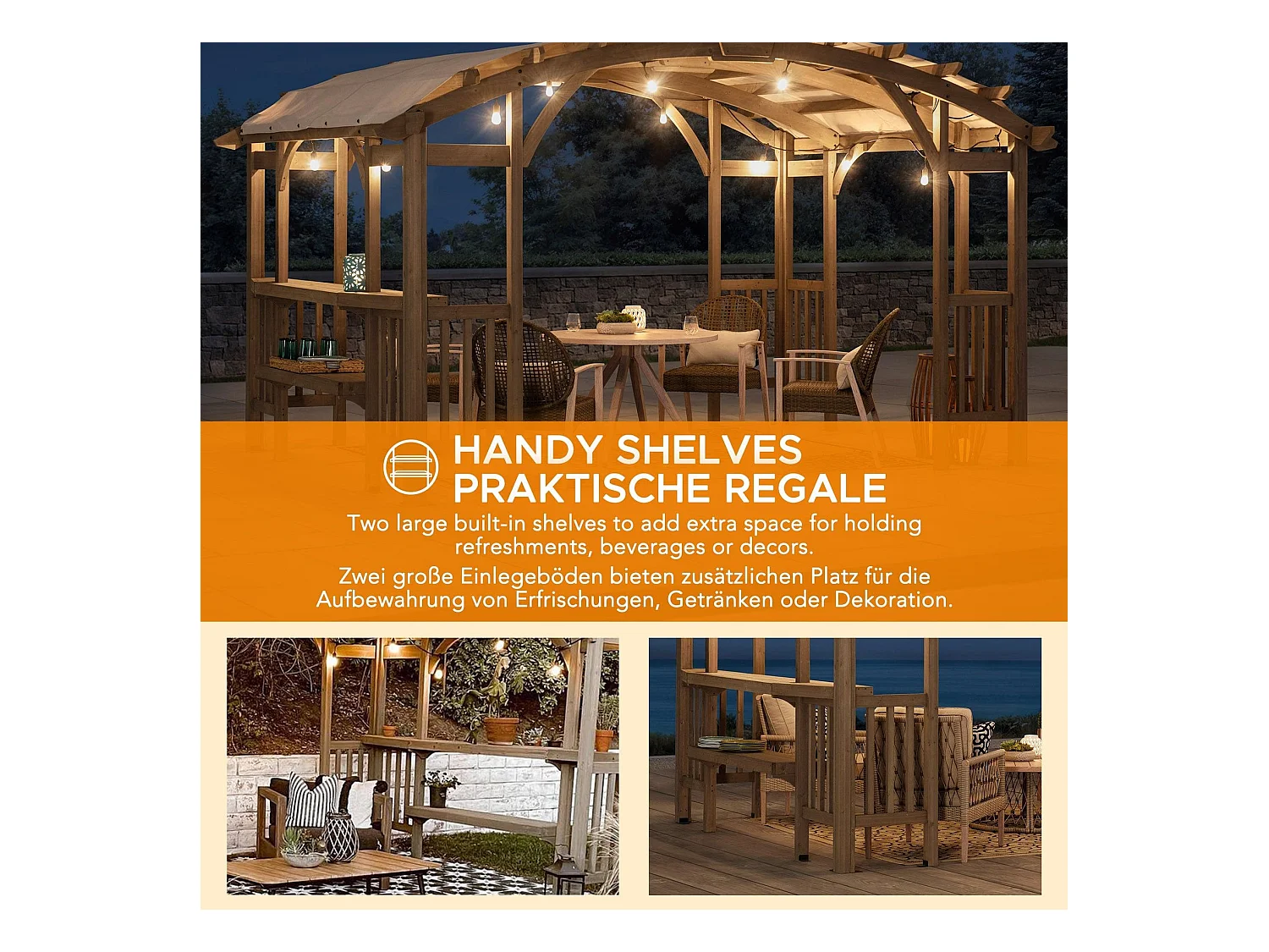 Pergola arquée à cadre en cèdre DAJTI 427 cm x 305 cm