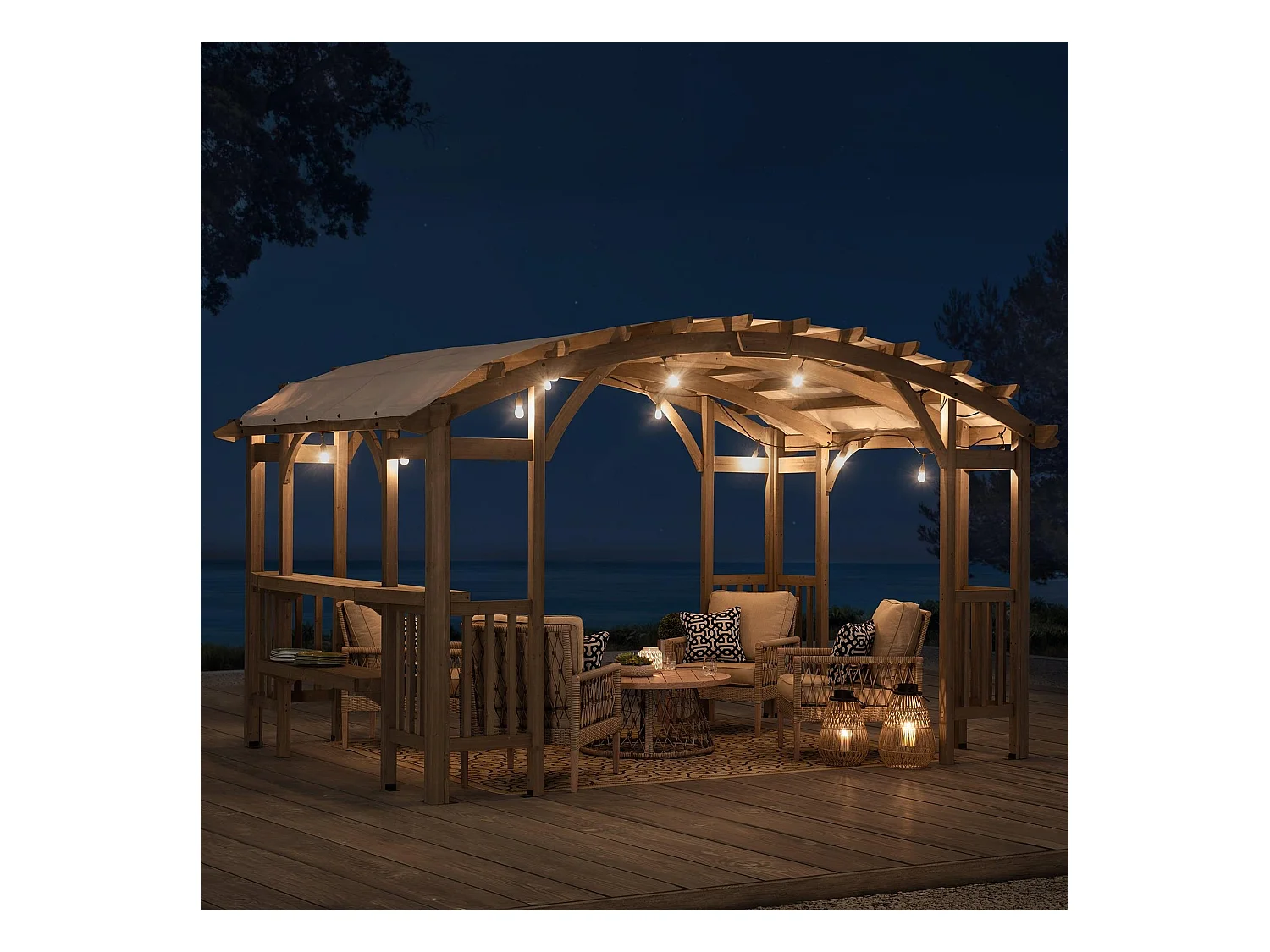 Pergola arquée à cadre en cèdre DAJTI 427 cm x 305 cm