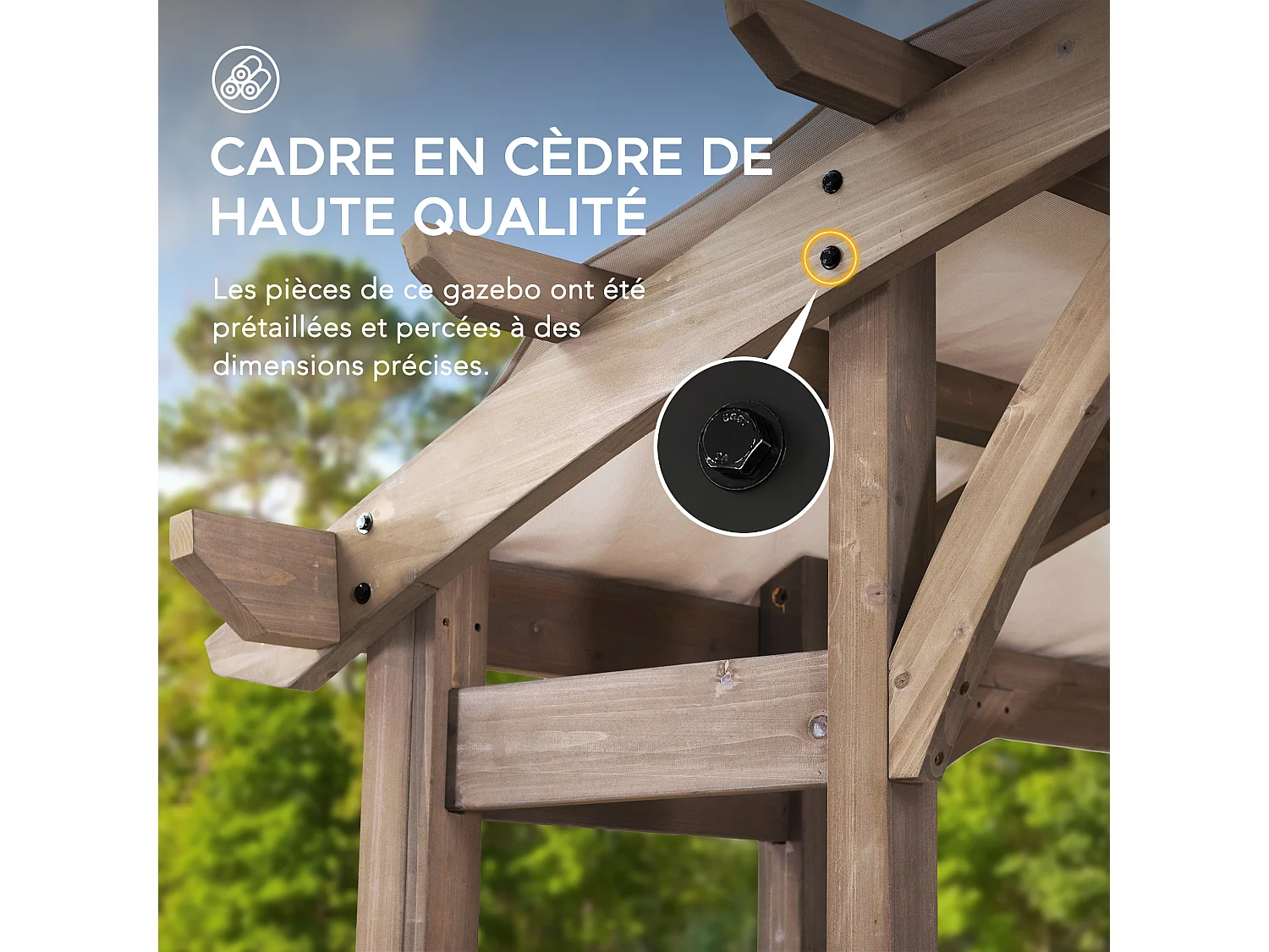 Pergola arquée à cadre en cèdre DAJTI 427 cm x 305 cm