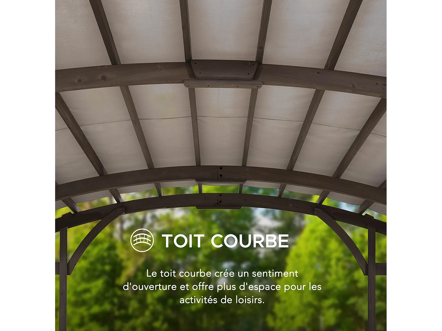 Pergola arquée à cadre en cèdre DAJTI 427 cm x 305 cm