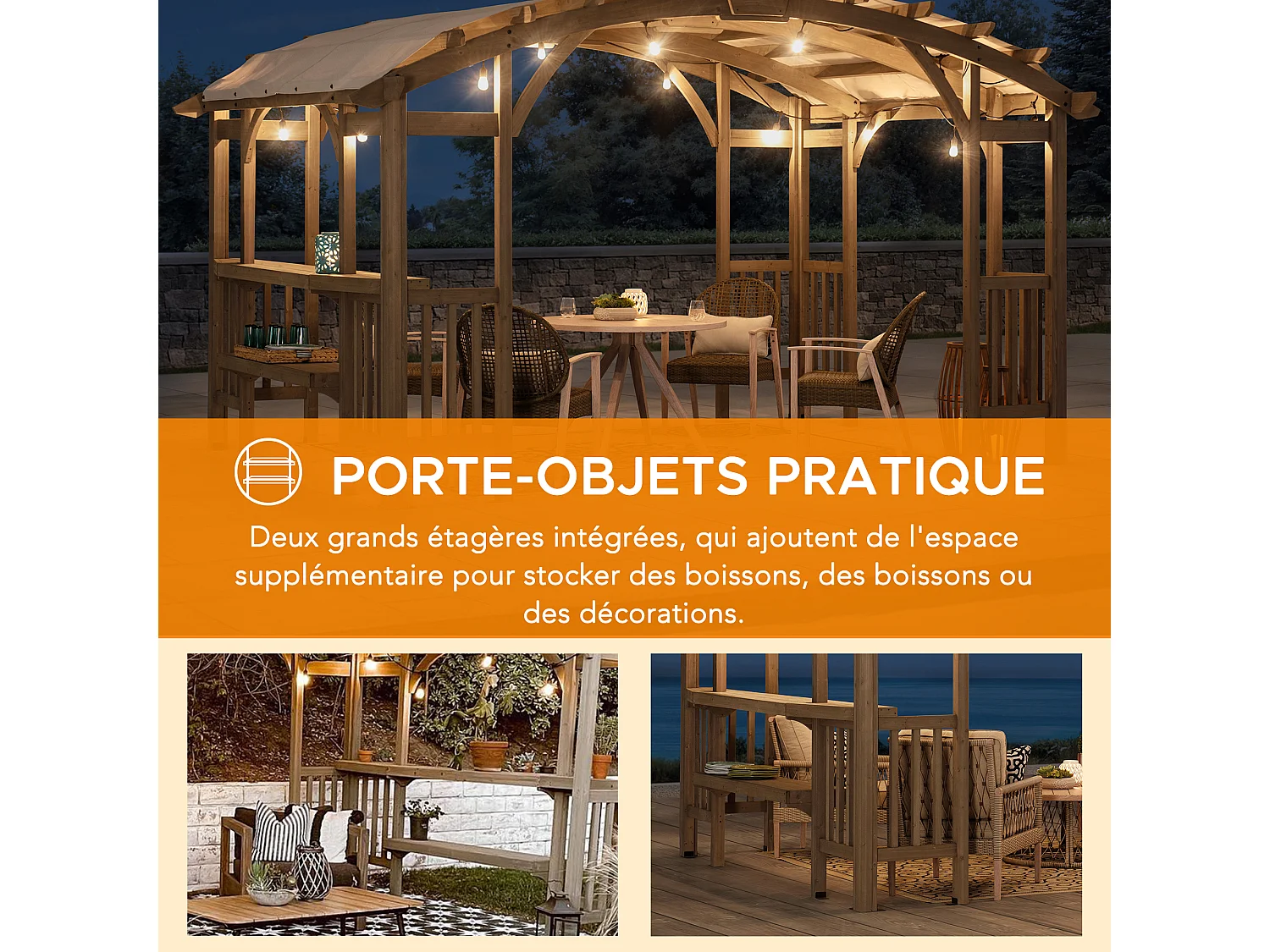 Pergola arquée à cadre en cèdre DAJTI 427 cm x 305 cm