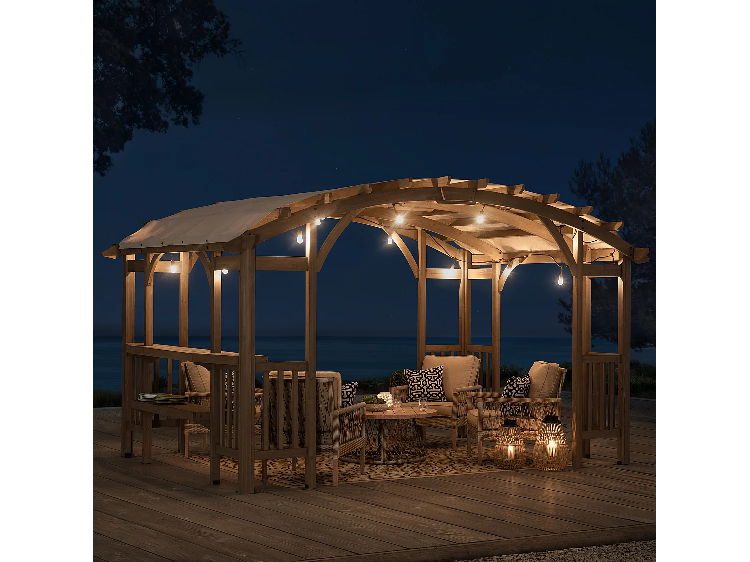 Pergola arquée à cadre en cèdre DAJTI 427 cm x 305 cm