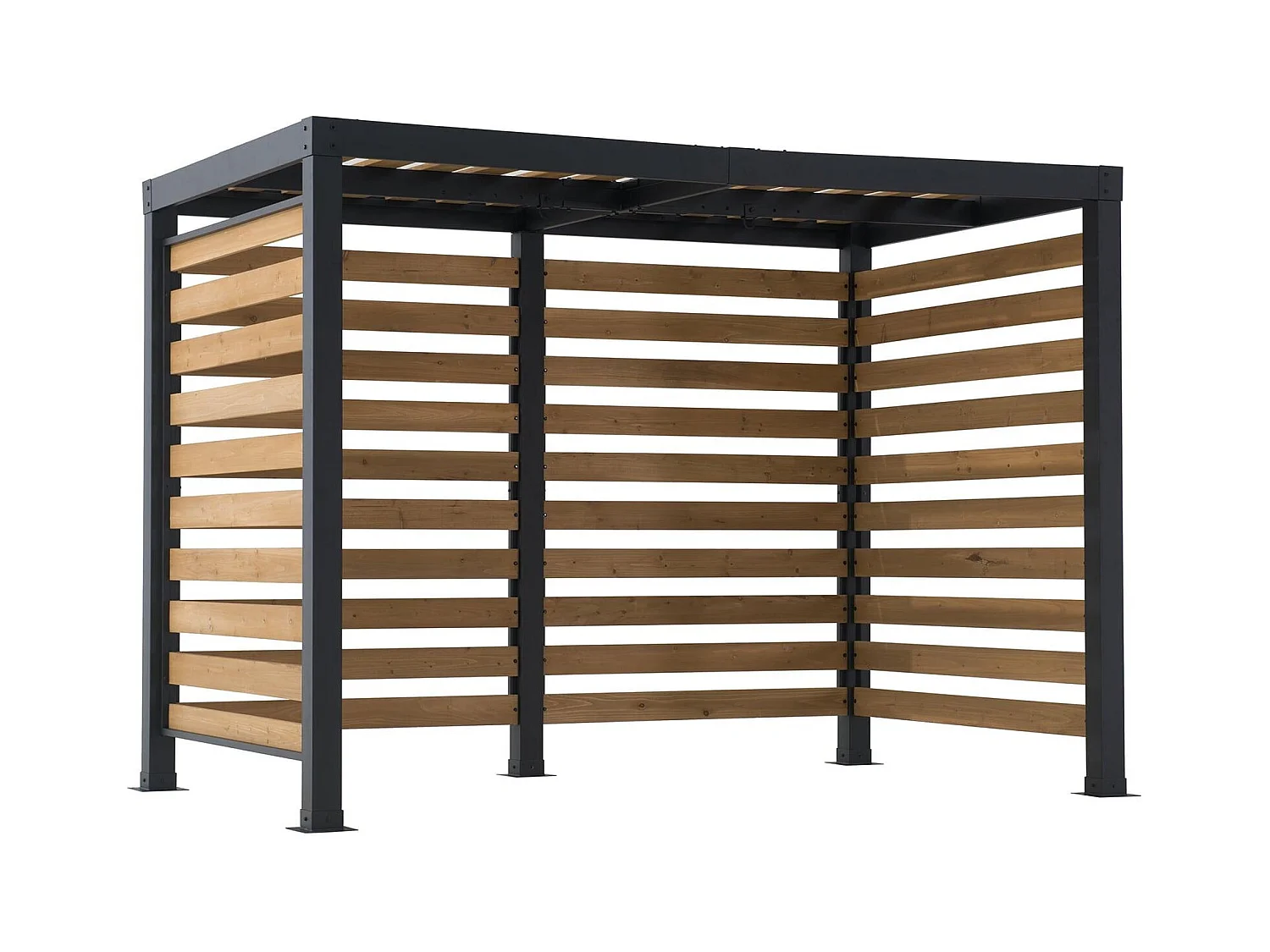 Pergola d'extérieur moderne en acier et bois pour jardin MARAO 191 cm x 313 cm