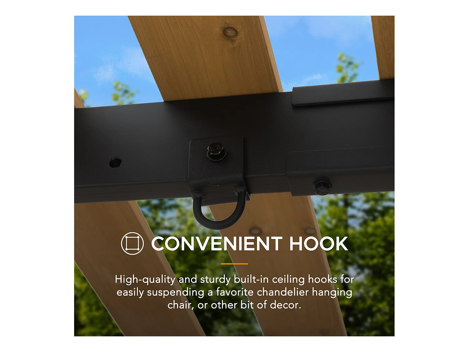 Pergola d'extérieur moderne en acier et bois pour jardin MARAO 191 cm x 313 cm