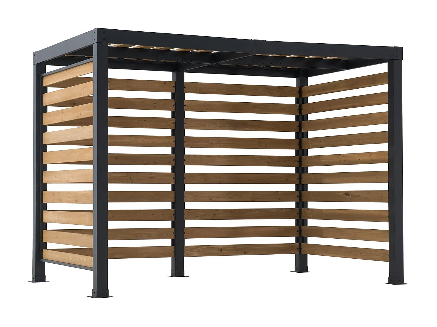 Pergola d'extérieur moderne en acier et bois pour jardin MARAO 191 cm x 313 cm