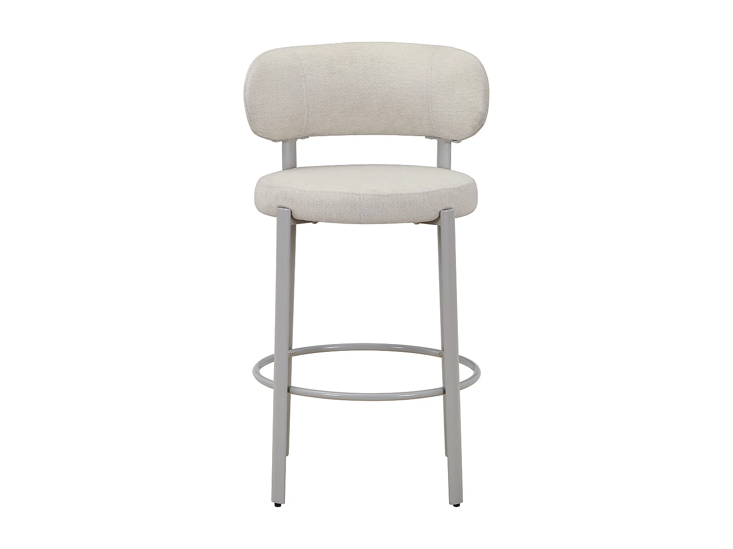 Lot de 2 tabourets en tissu texturé et métal - Crème - ASILOVA