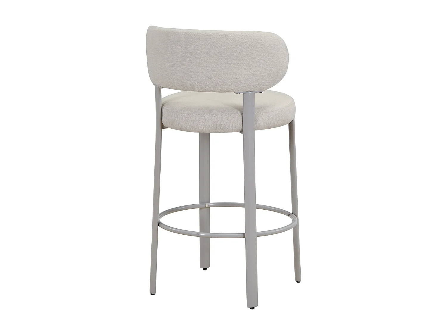 Lot de 2 tabourets en tissu texturé et métal - Crème - ASILOVA