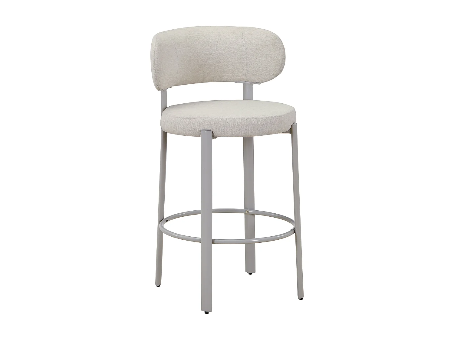Lot de 2 tabourets en tissu texturé et métal - Crème - ASILOVA