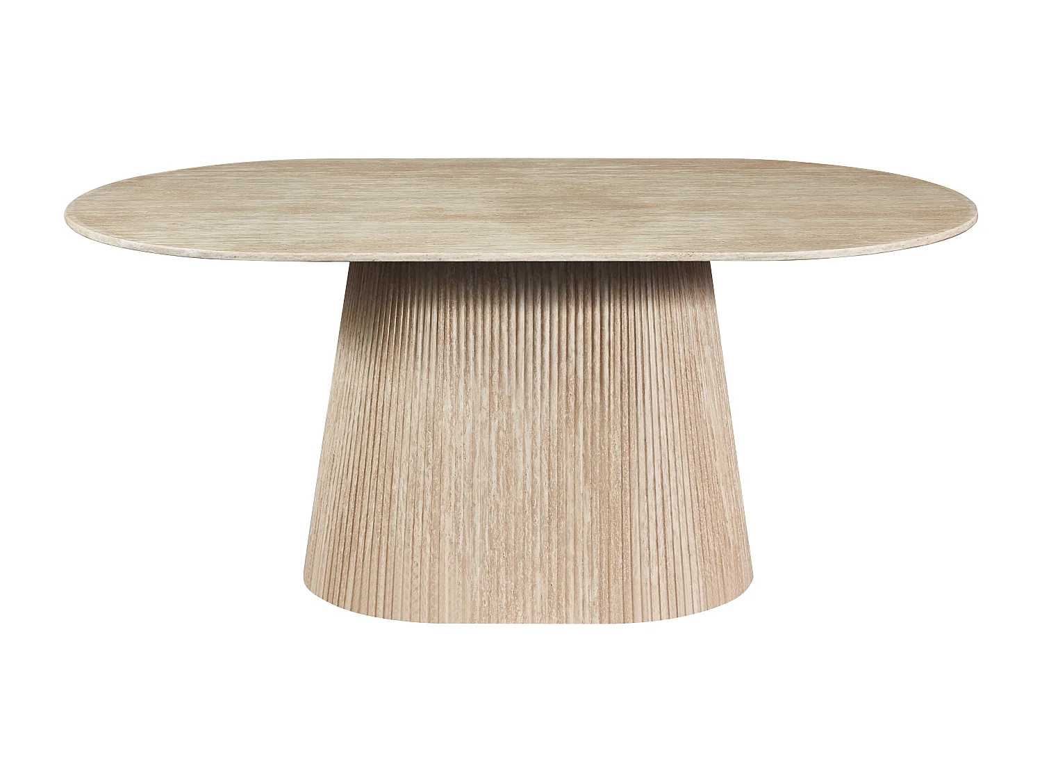 Table à manger 8 personnes en marbre artificiel - Effet travertin beige - TIFULI