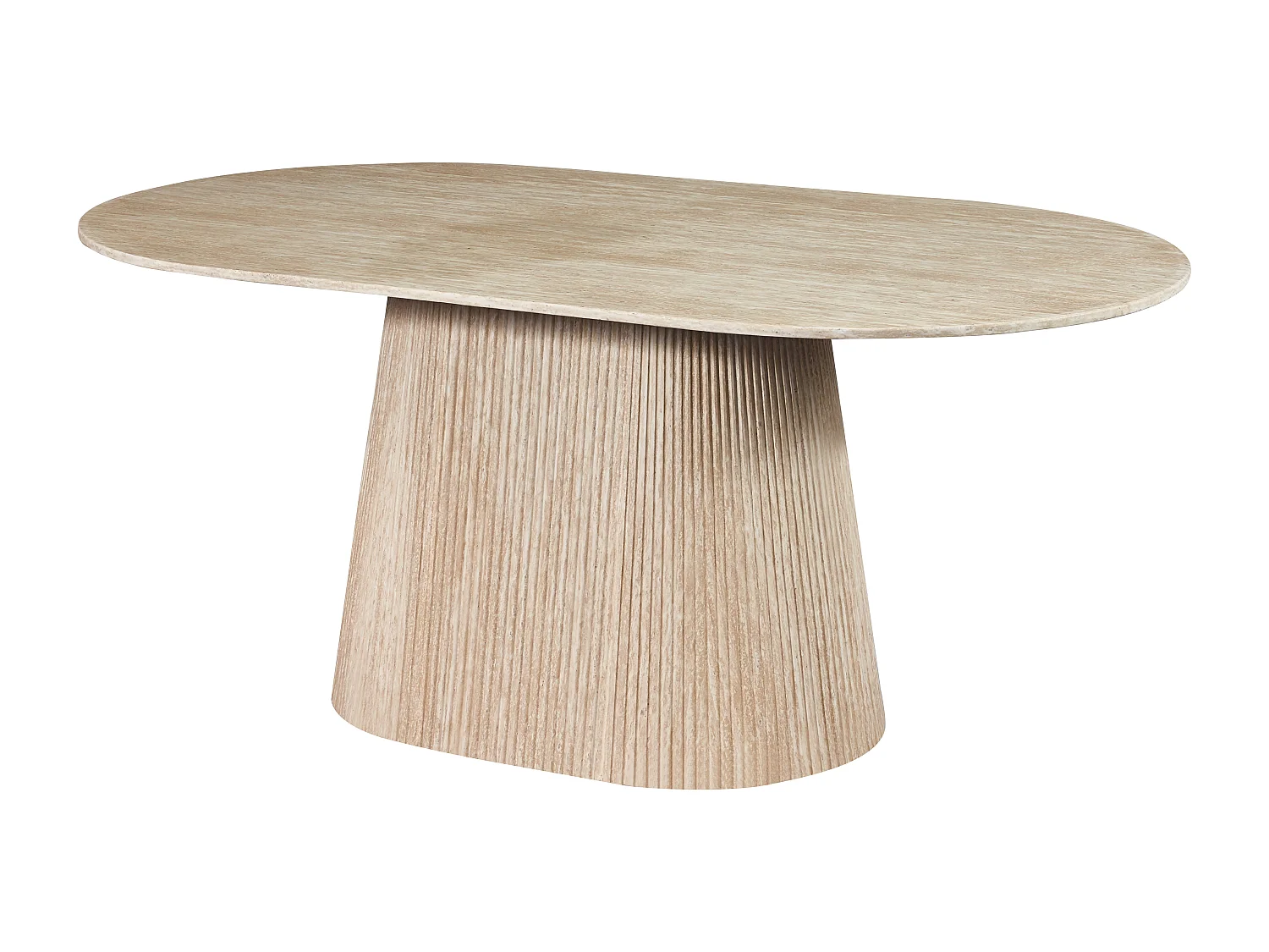 Table à manger 8 personnes en marbre artificiel - Effet travertin beige - TIFULI