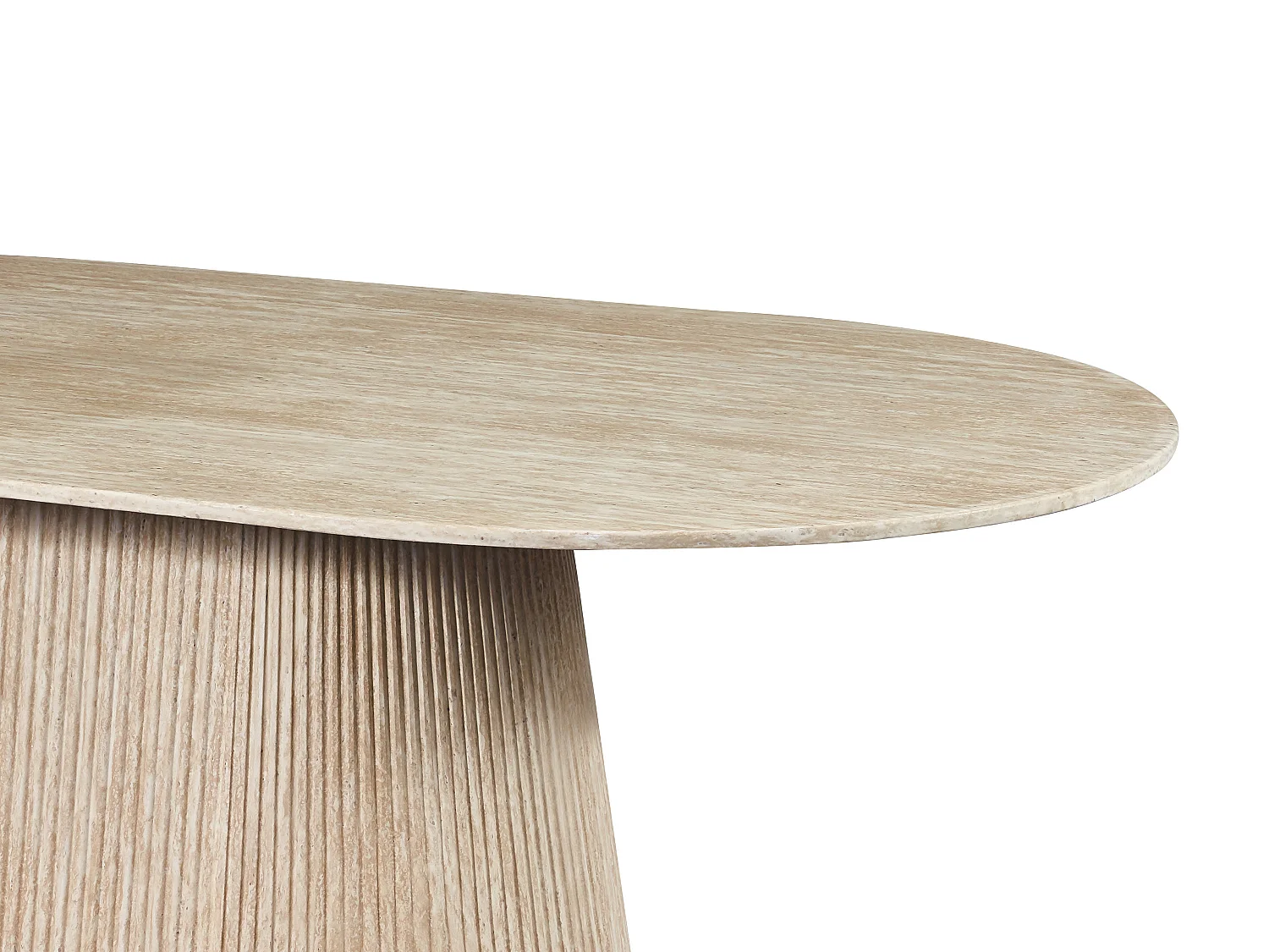 Table à manger 8 personnes en marbre artificiel - Effet travertin beige - TIFULI