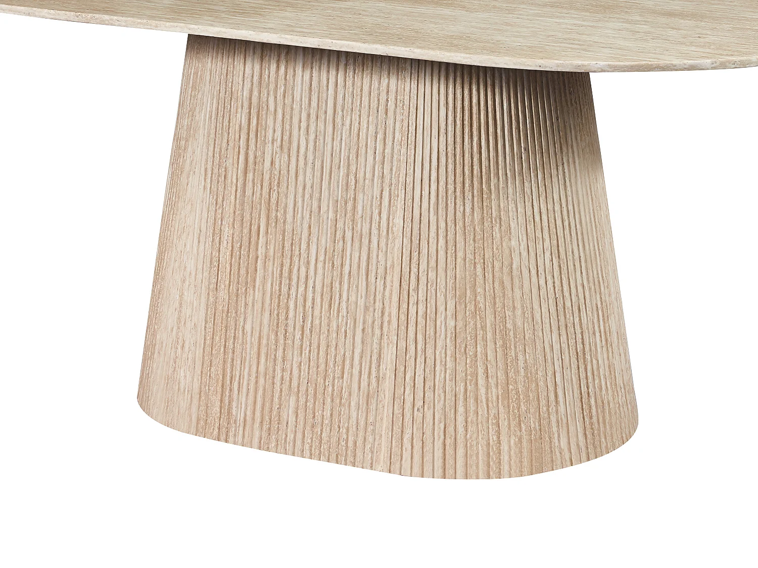 Table à manger 8 personnes en marbre artificiel - Effet travertin beige - TIFULI