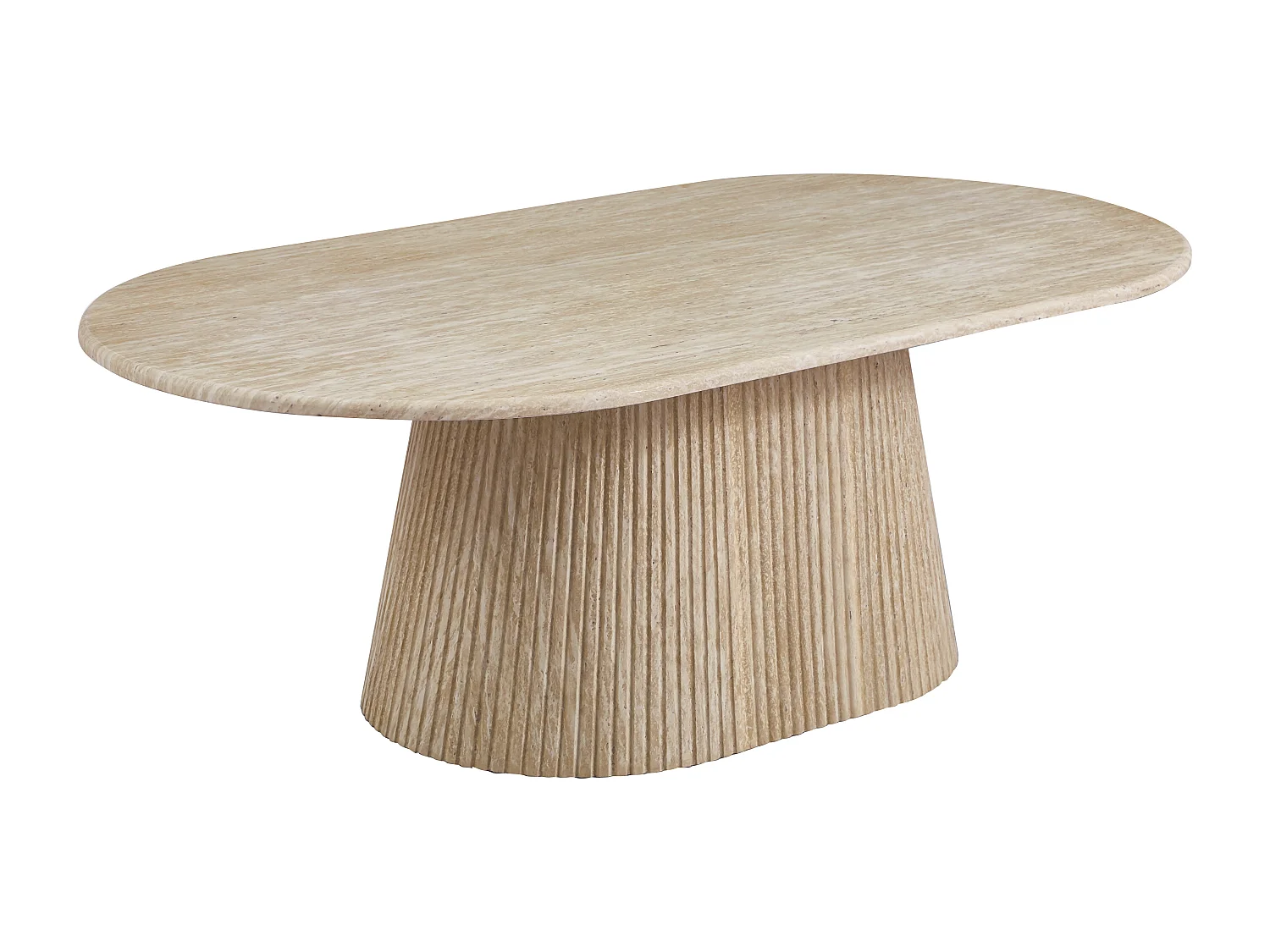 Table basse en marbre artificiel - Effet travertin beige - TIFULI