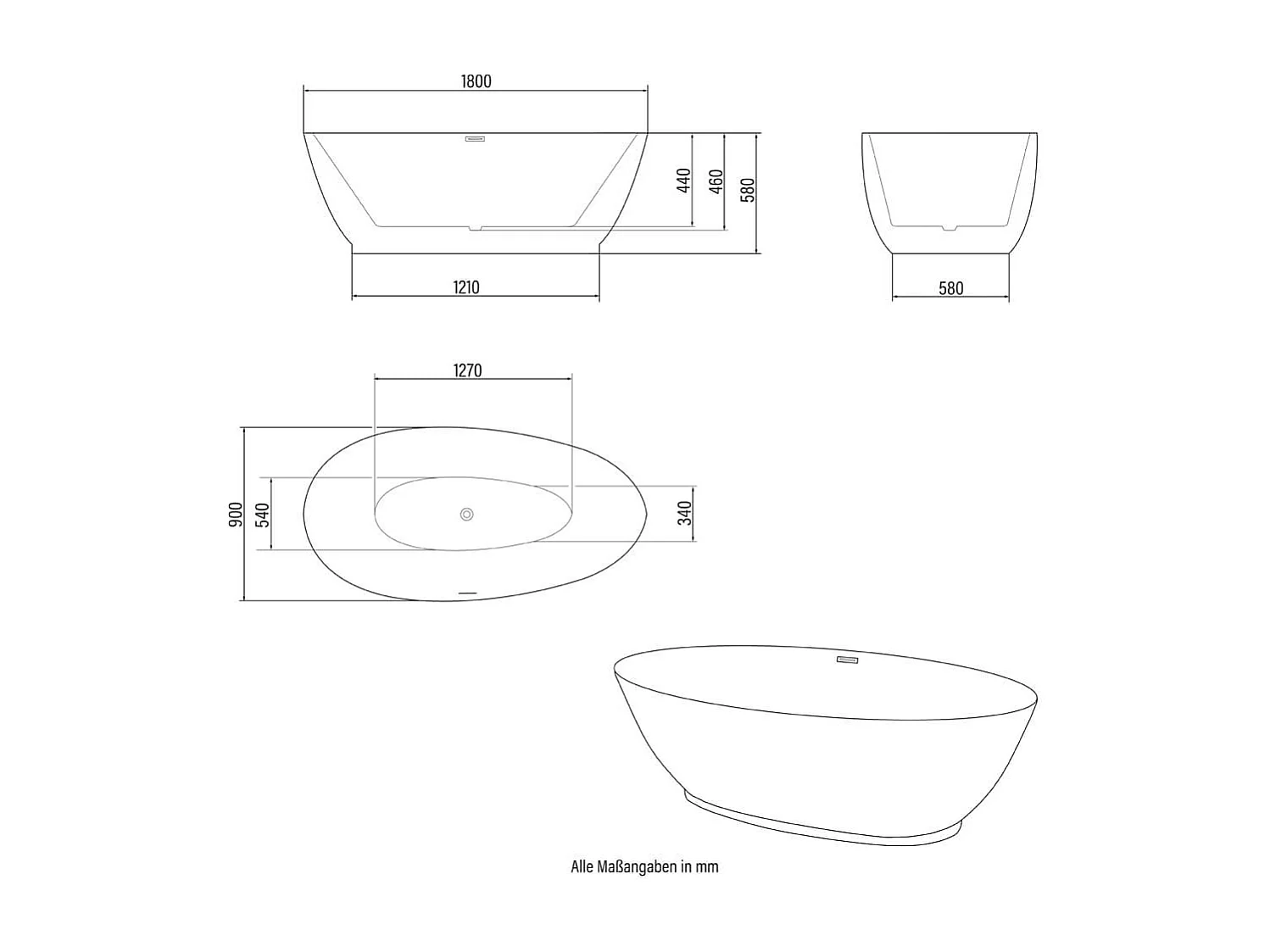 Home Deluxe Baignoire en pose libre DELIA