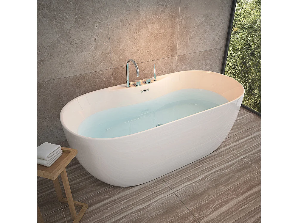 Home Deluxe Baignoire à poser LENI avec robinetterie