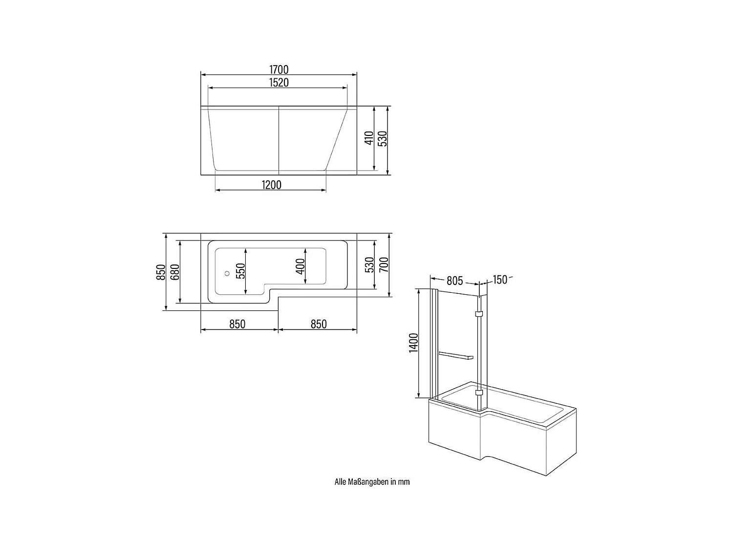 Home Deluxe Baignoire ELARA droite