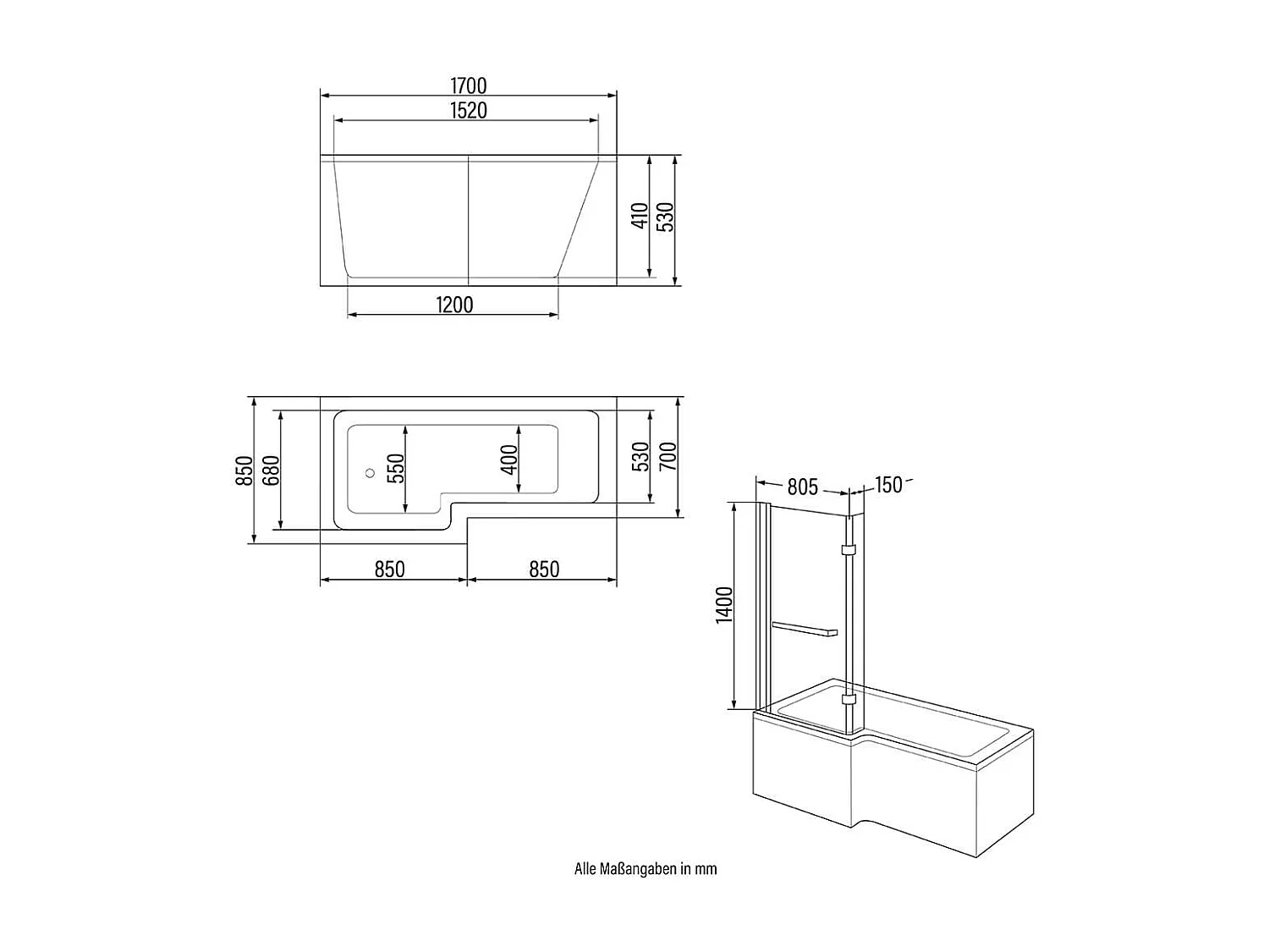 Home Deluxe Baignoire ELARA droite