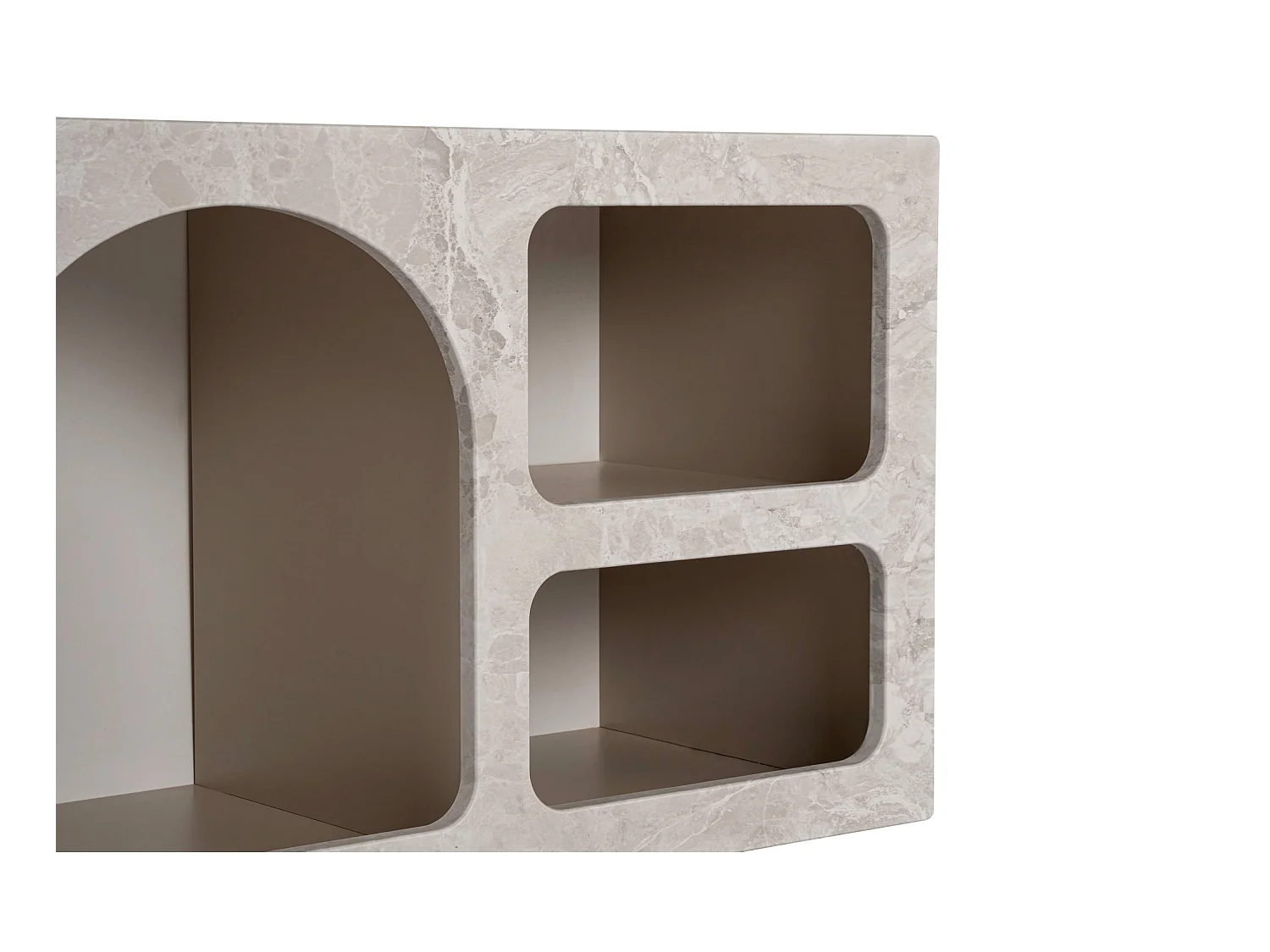 Meuble TV avec 7 niches - Effet marbre gris - LUELA