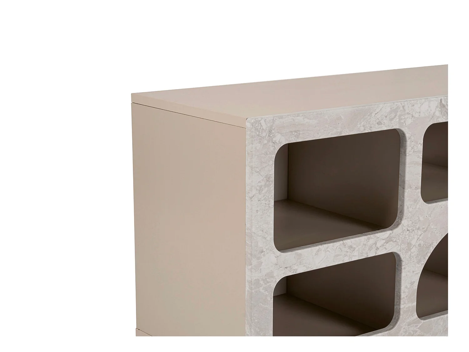 Meuble TV avec 7 niches - Effet marbre gris - LUELA