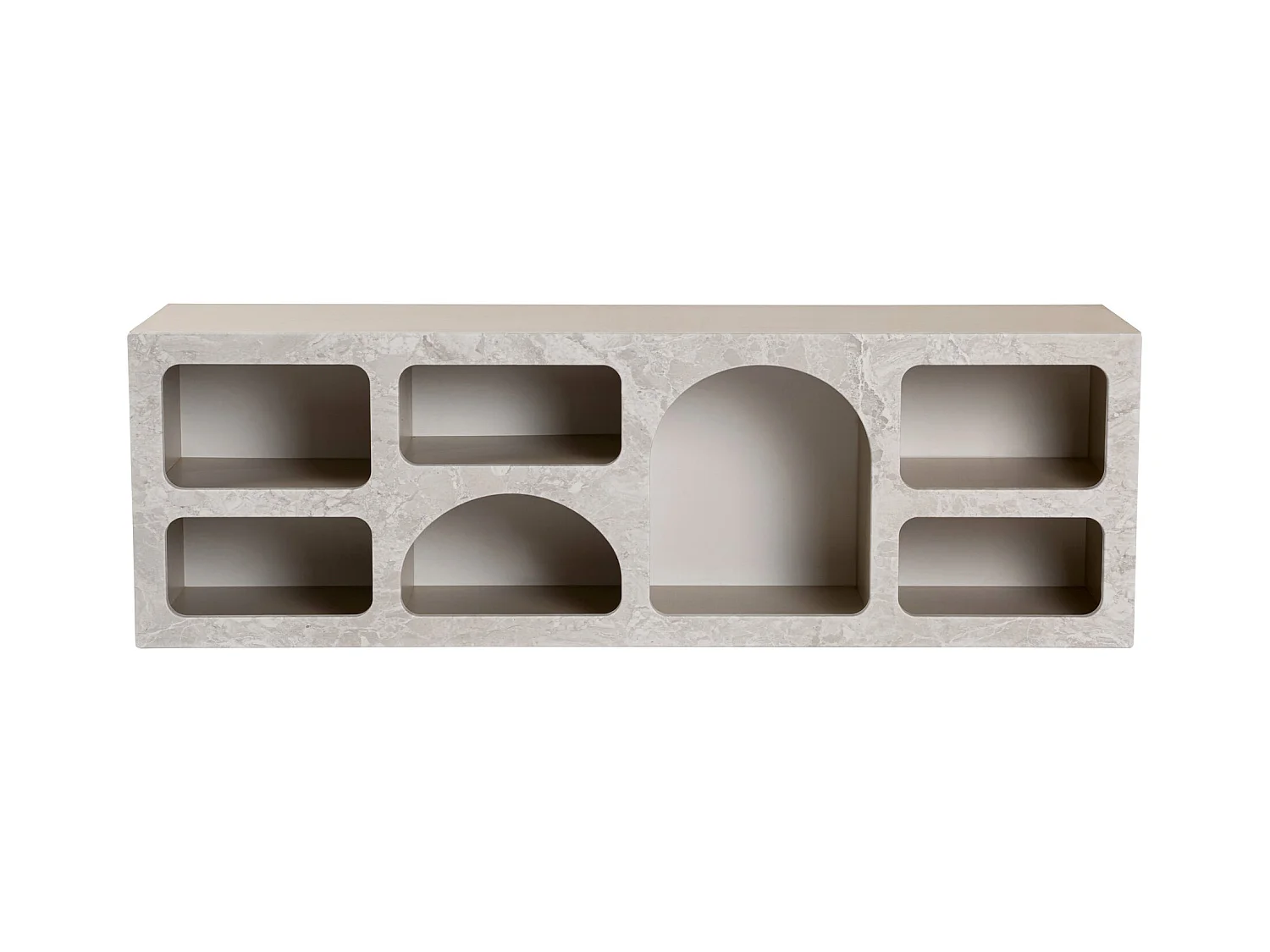 Meuble TV avec 7 niches - Effet marbre gris - LUELA