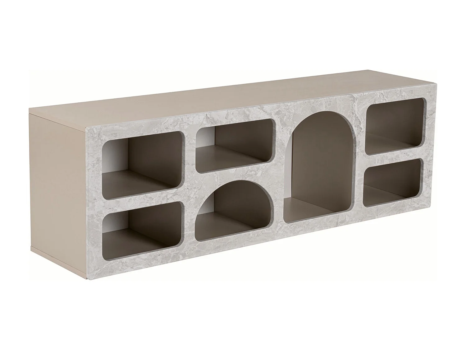 Mobile TV con 7 nicchie Effetto marmo grigio - LUELA