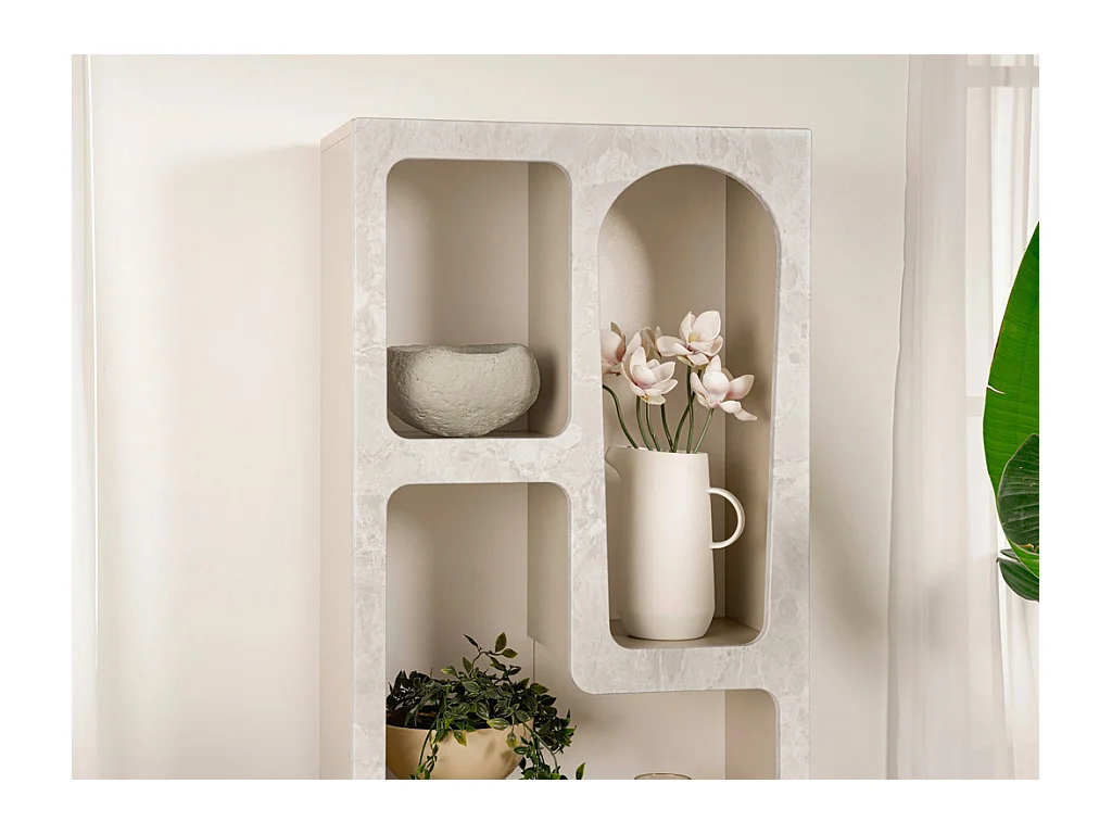 Etagère avec 5 niches - Effet marbre gris - LUELA
