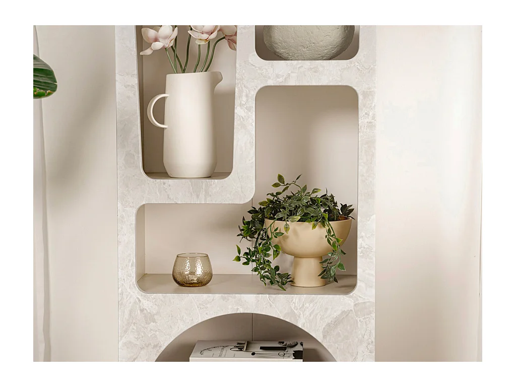 Etagère avec 5 niches - Effet marbre gris - LUELA