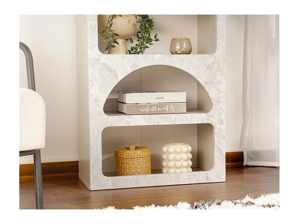 Etagère avec 5 niches - Effet marbre gris - LUELA