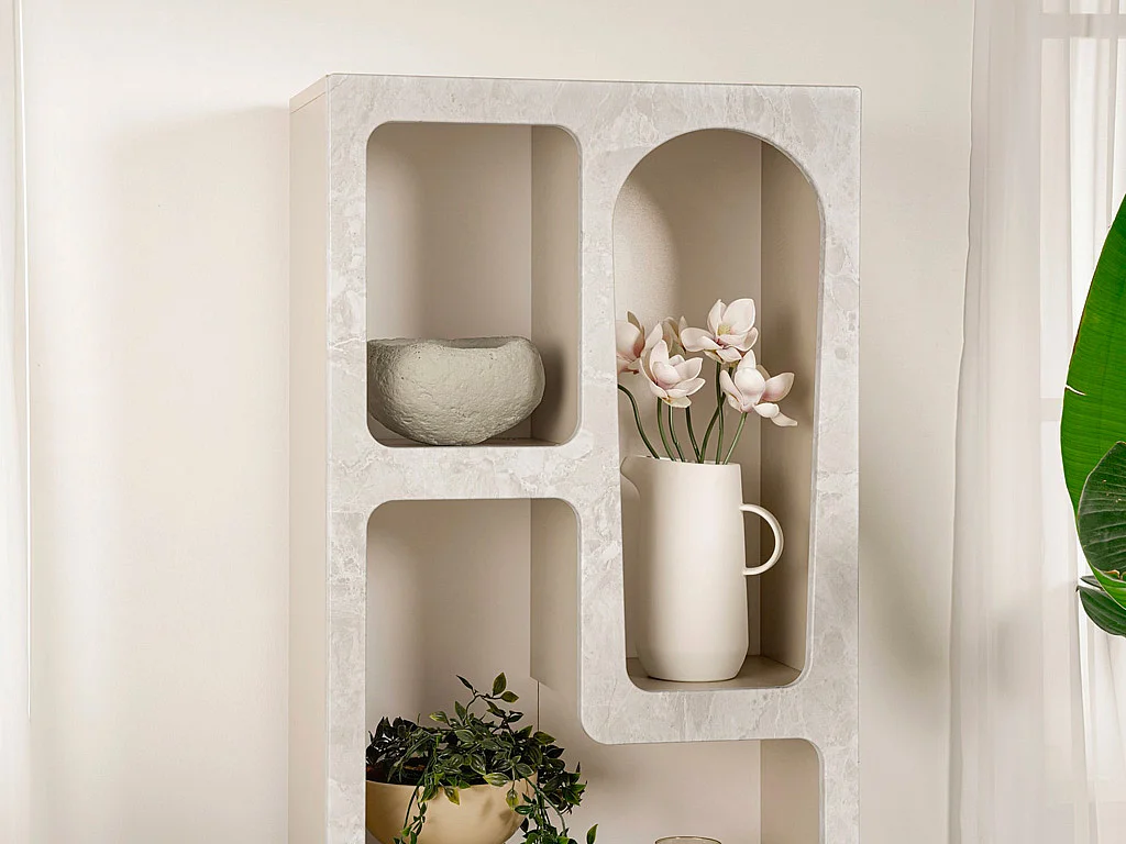 Scaffale con 5 nicchie Effetto marmo Grigio - LUELA